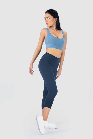 AK PRO Cropped Tights - Brushed - Breathable - Pure Black Blue
