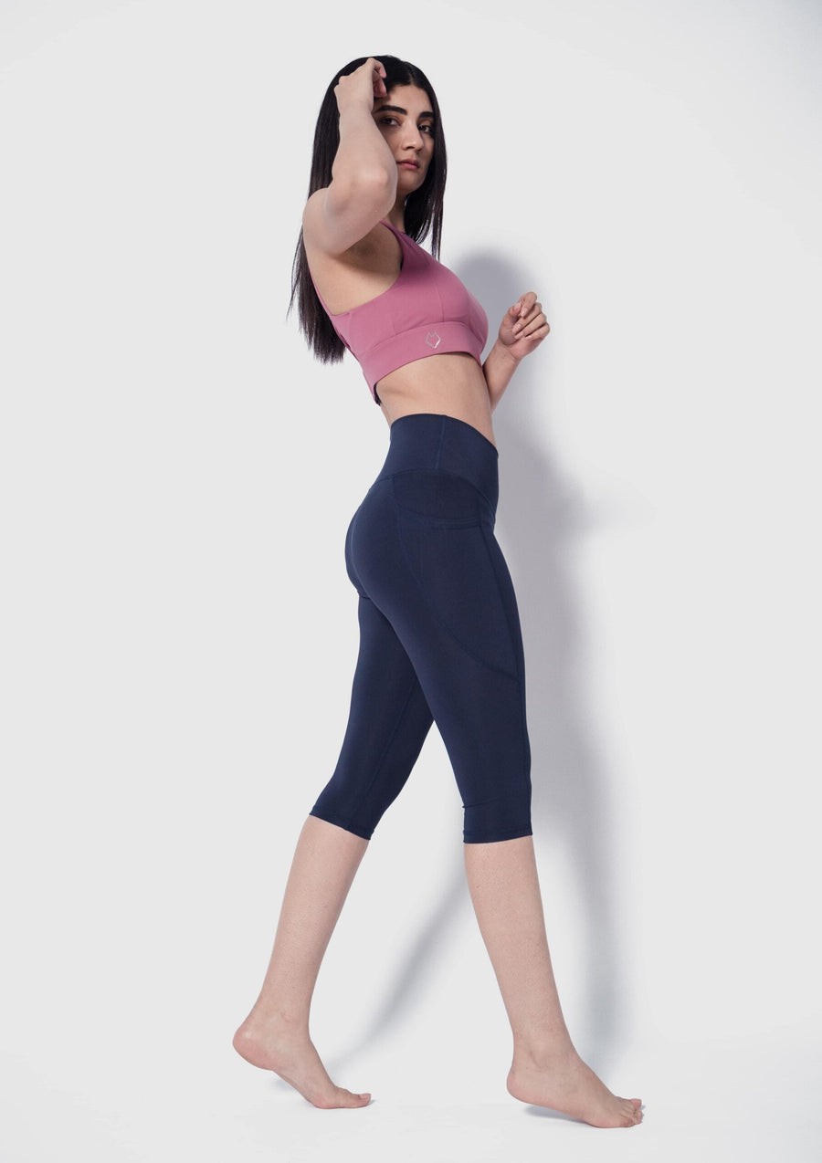 Sculpt Leggings X - Brushed - Pockets - Length 25"(Navy) - Alpha Kleid