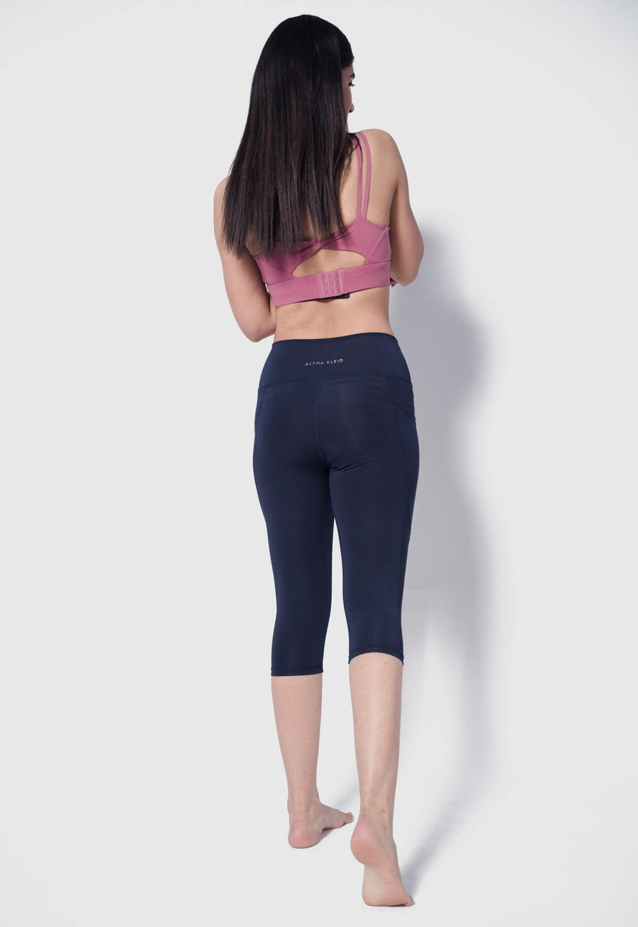 Sculpt Leggings X - Brushed - Pockets - Length 25"(Navy) - Alpha Kleid