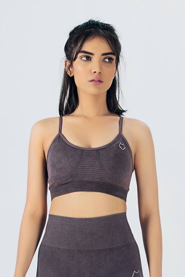 Sports Bra - AK Vintage Acid Washed - Burgundy - GYM|Running|Yoga - Alpha Kleid