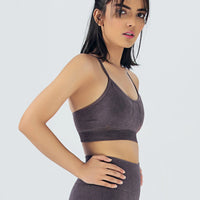 Sports Bra - AK Vintage Acid Washed - Burgundy - GYM|Running|Yoga - Alpha Kleid