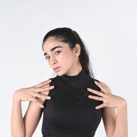 Fierce Sleeveless, low turtle-neck, Back-slit Crop Top - Alpha Kleid