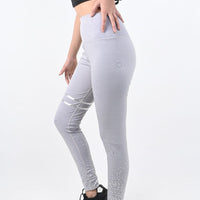 Brushed Grey Sculpt Leggings – Full-length I High waisted I Ribbed waistband - Alpha Kleid