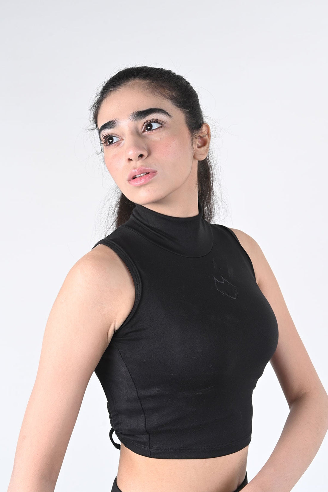 Fierce Sleeveless, low turtle-neck, Back-slit Crop Top - Alpha Kleid